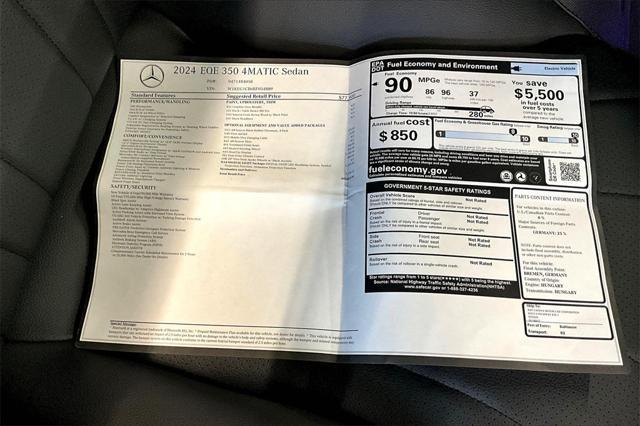 new 2024 Mercedes-Benz EQE 350 car, priced at $83,015