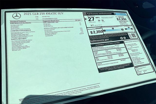 new 2025 Mercedes-Benz GLB 250 car, priced at $49,595