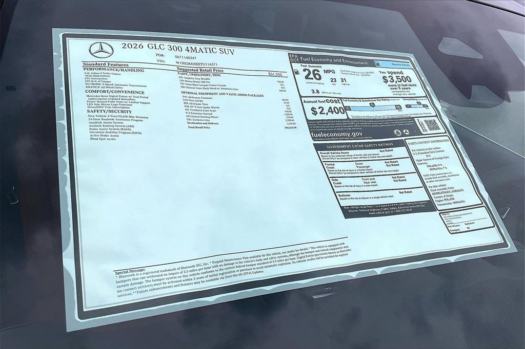 new 2026 Mercedes-Benz GLC 300 car, priced at $58,520