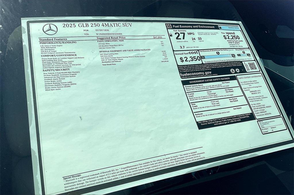 new 2025 Mercedes-Benz GLB 250 car, priced at $49,595
