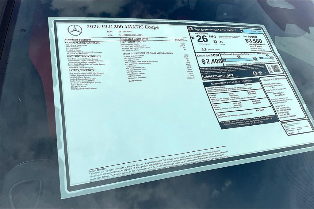 new 2026 Mercedes-Benz GLC 300 car, priced at $70,905