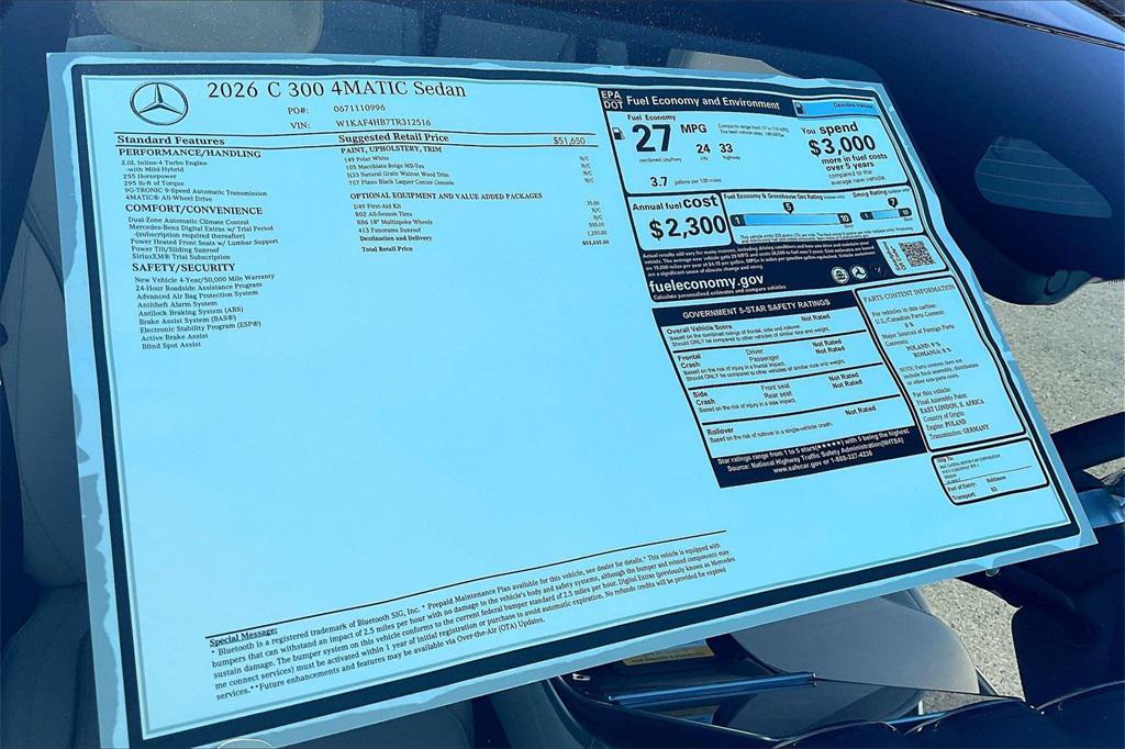 new 2026 Mercedes-Benz C-Class car, priced at $53,435