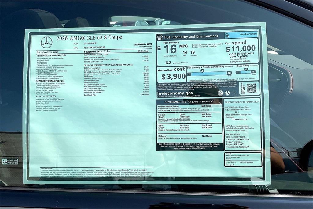 new 2026 Mercedes-Benz AMG GLE 63 car, priced at $151,490