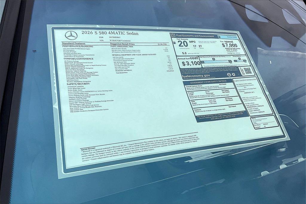 new 2026 Mercedes-Benz S-Class car, priced at $144,495