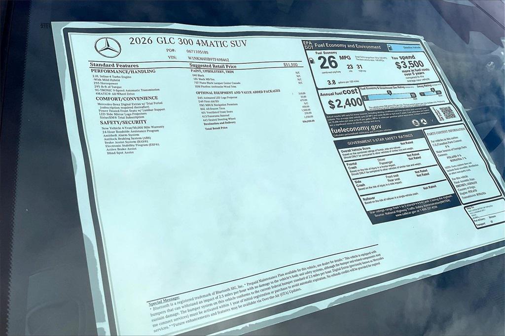 new 2026 Mercedes-Benz GLC 300 car, priced at $56,020