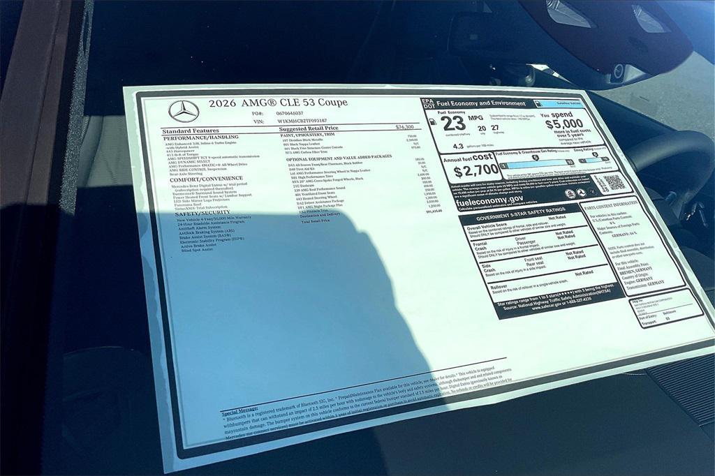 new 2026 Mercedes-Benz AMG CLE 53 car, priced at $91,435