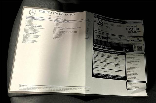 new 2025 Mercedes-Benz GLA 250 car, priced at $50,745
