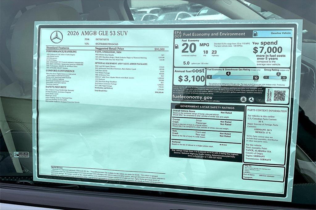 new 2026 Mercedes-Benz AMG GLE 53 car, priced at $98,325