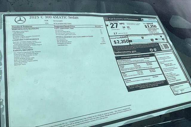 new 2025 Mercedes-Benz C-Class car, priced at $51,635
