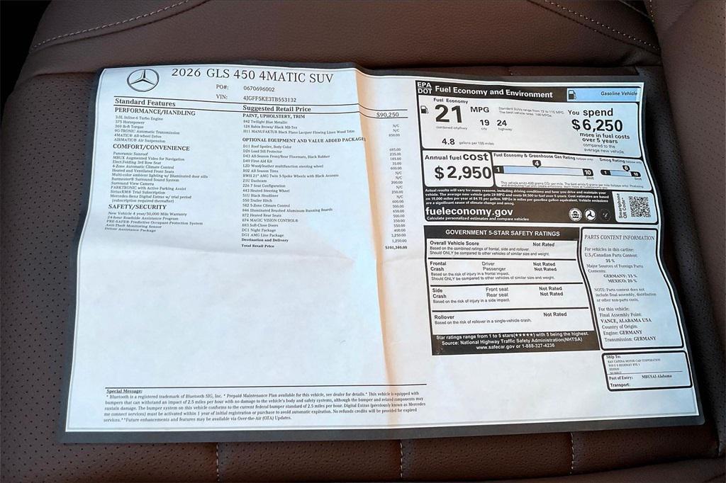 new 2026 Mercedes-Benz GLS 450 car, priced at $101,340