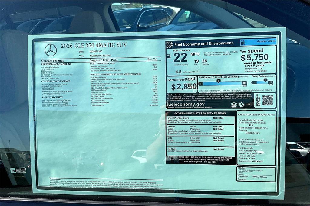 new 2026 Mercedes-Benz GLE 350 car, priced at $74,565