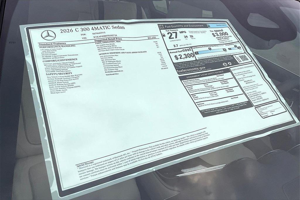 new 2026 Mercedes-Benz C-Class car, priced at $57,420