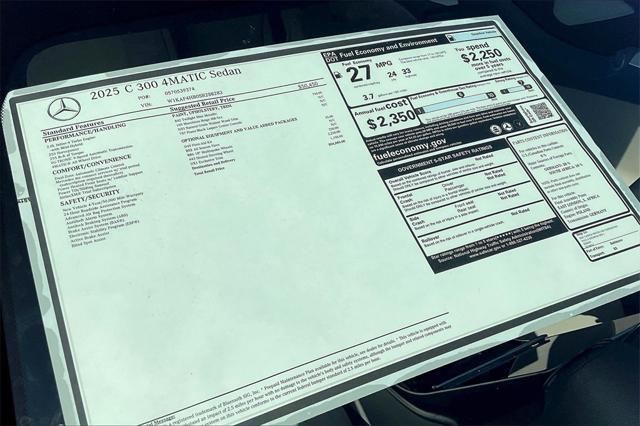 new 2025 Mercedes-Benz C-Class car, priced at $54,885