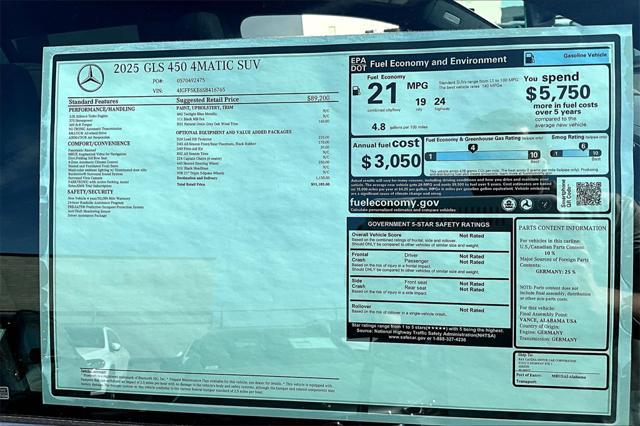 new 2025 Mercedes-Benz GLS 450 car, priced at $91,185