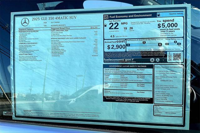 new 2025 Mercedes-Benz GLE 350 car, priced at $73,595
