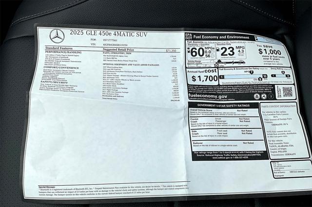 new 2025 Mercedes-Benz GLE 450e car, priced at $84,945