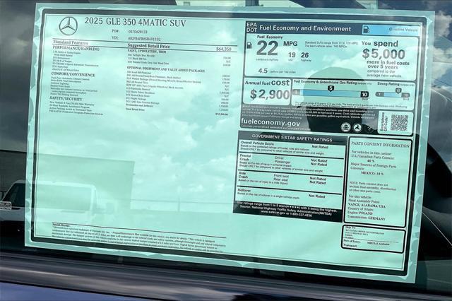 new 2025 Mercedes-Benz GLE 350 car, priced at $72,300