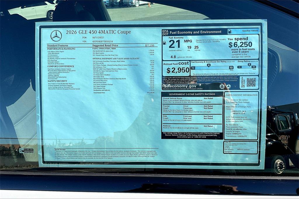 new 2026 Mercedes-Benz GLE 450 car, priced at $93,250
