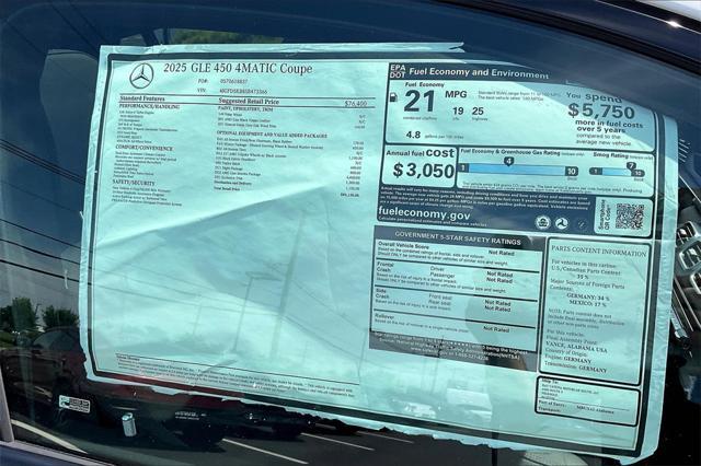 new 2025 Mercedes-Benz GLE 450 car, priced at $85,130
