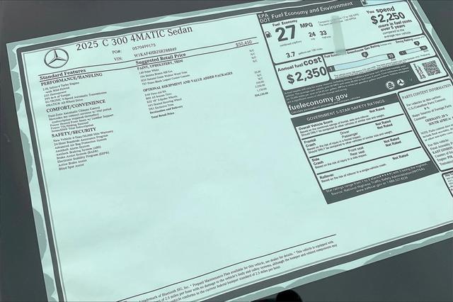 new 2025 Mercedes-Benz C-Class car, priced at $54,135