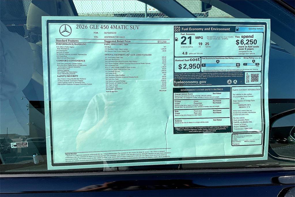 new 2026 Mercedes-Benz GLE 450 car, priced at $89,610