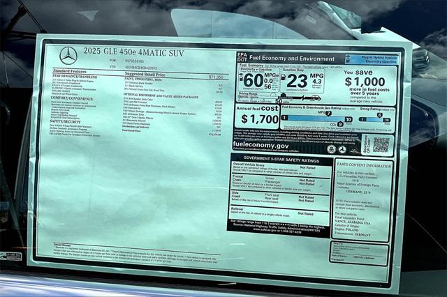 new 2025 Mercedes-Benz GLE 450e car, priced at $76,270