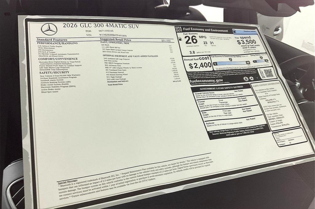 new 2026 Mercedes-Benz GLC 300 car, priced at $59,670