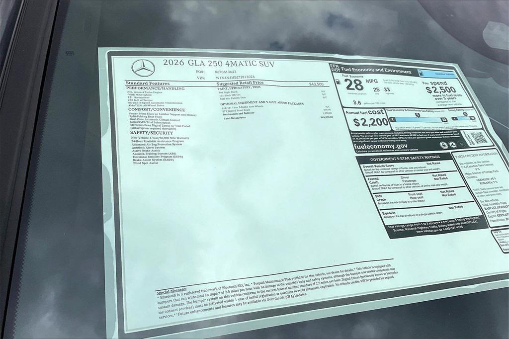 new 2026 Mercedes-Benz GLA 250 car, priced at $45,250