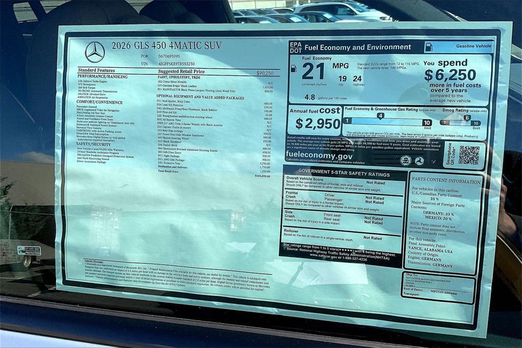 new 2026 Mercedes-Benz GLS 450 car, priced at $104,090