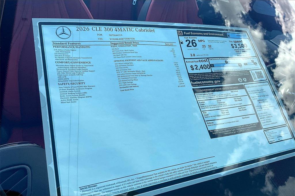 new 2026 Mercedes-Benz CLE 300 car, priced at $77,410