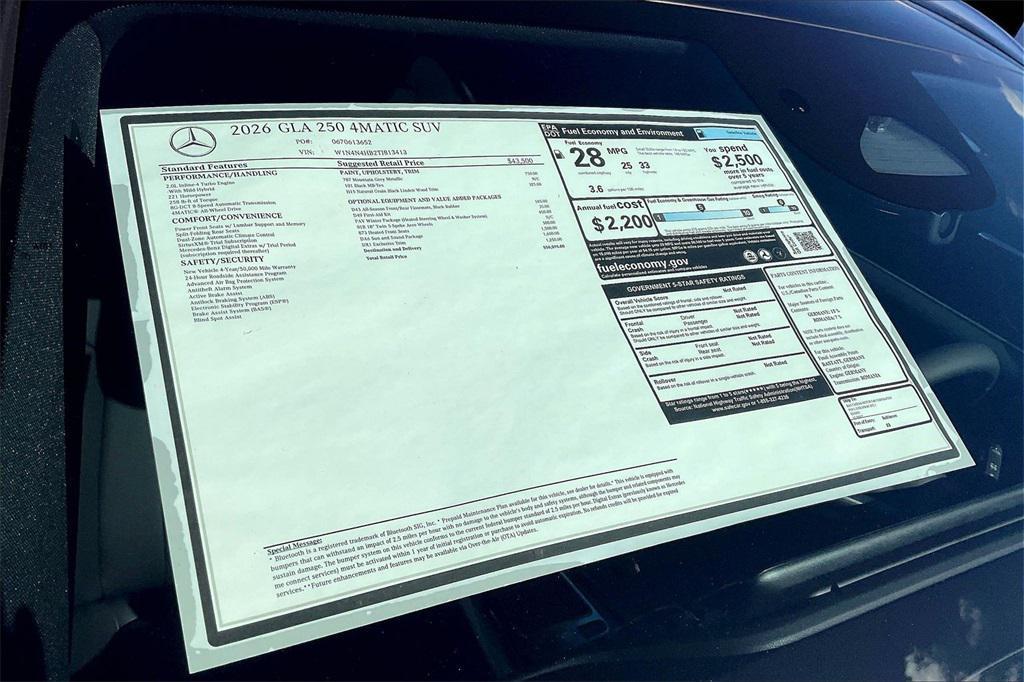 new 2026 Mercedes-Benz GLA 250 car, priced at $50,095