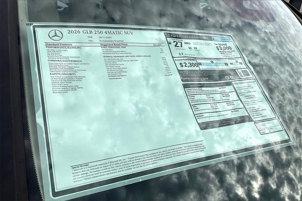 new 2026 Mercedes-Benz GLB 250 car, priced at $52,545