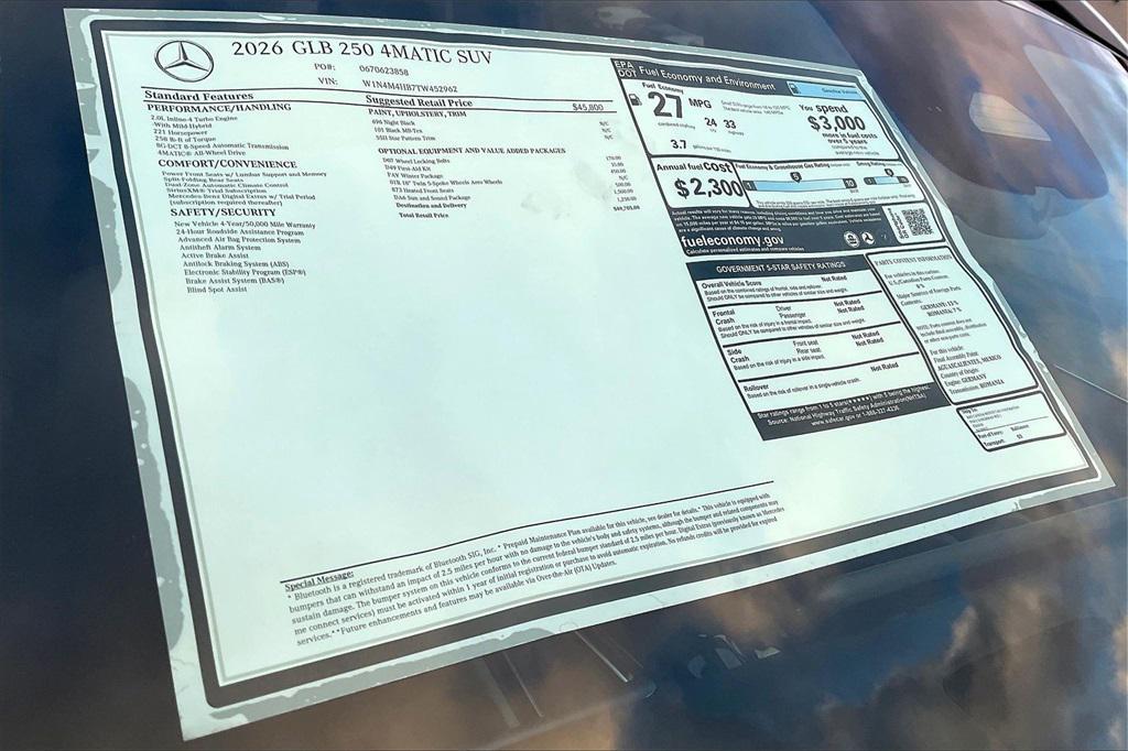 new 2026 Mercedes-Benz GLB 250 car, priced at $49,705