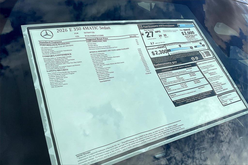 new 2026 Mercedes-Benz E-Class car, priced at $76,825