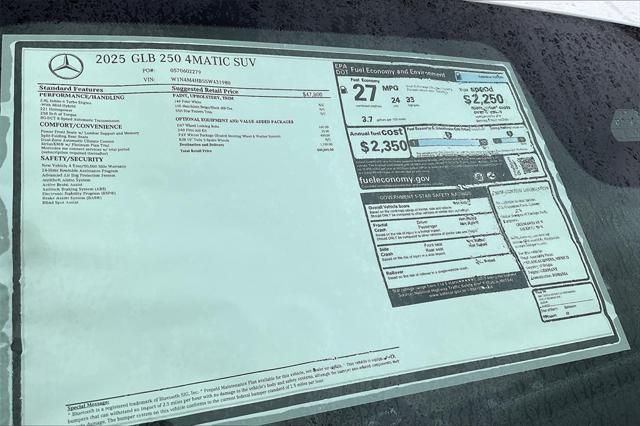 new 2025 Mercedes-Benz GLB 250 car, priced at $49,595