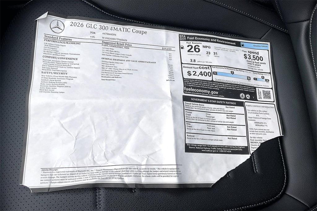 new 2026 Mercedes-Benz GLC 300 car, priced at $65,395