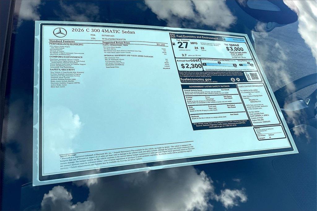 new 2026 Mercedes-Benz C-Class car, priced at $54,600