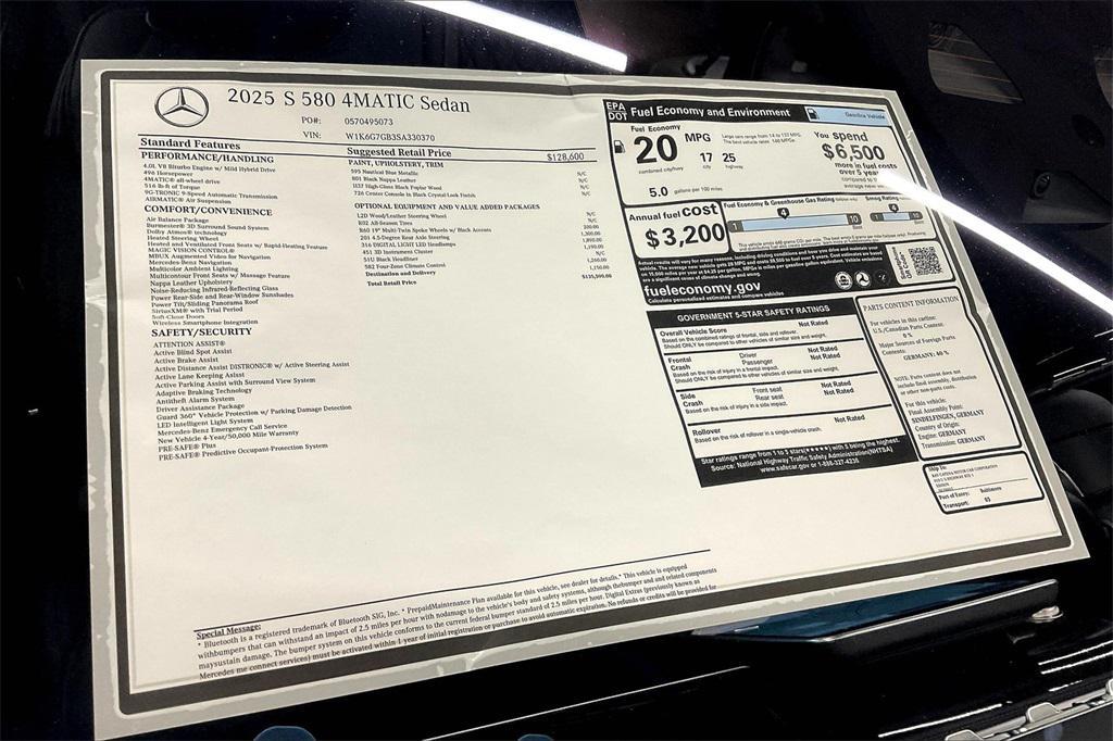 new 2025 Mercedes-Benz S-Class car, priced at $135,590