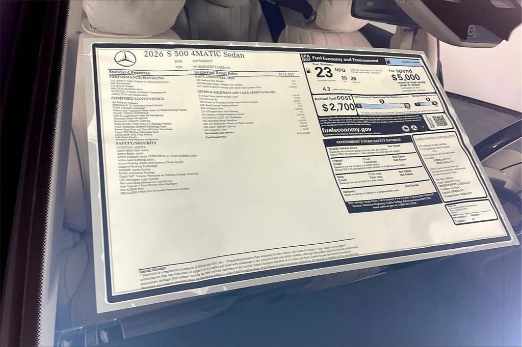 new 2026 Mercedes-Benz S-Class car, priced at $131,115