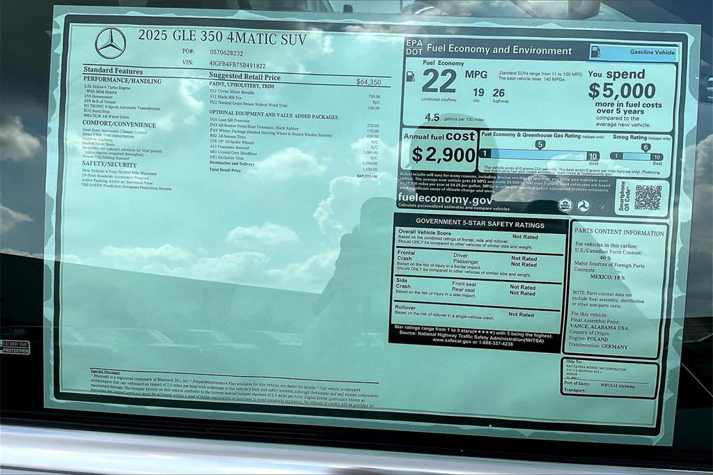 new 2025 Mercedes-Benz GLE 350 car, priced at $69,550