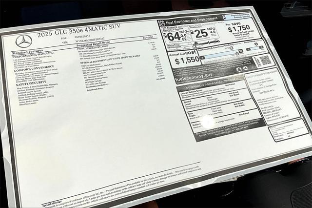 new 2025 Mercedes-Benz GLC 350e car, priced at $69,240
