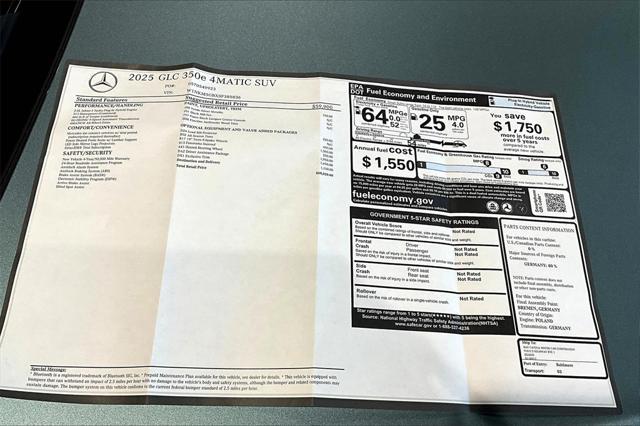 new 2025 Mercedes-Benz GLC 350e car, priced at $68,020