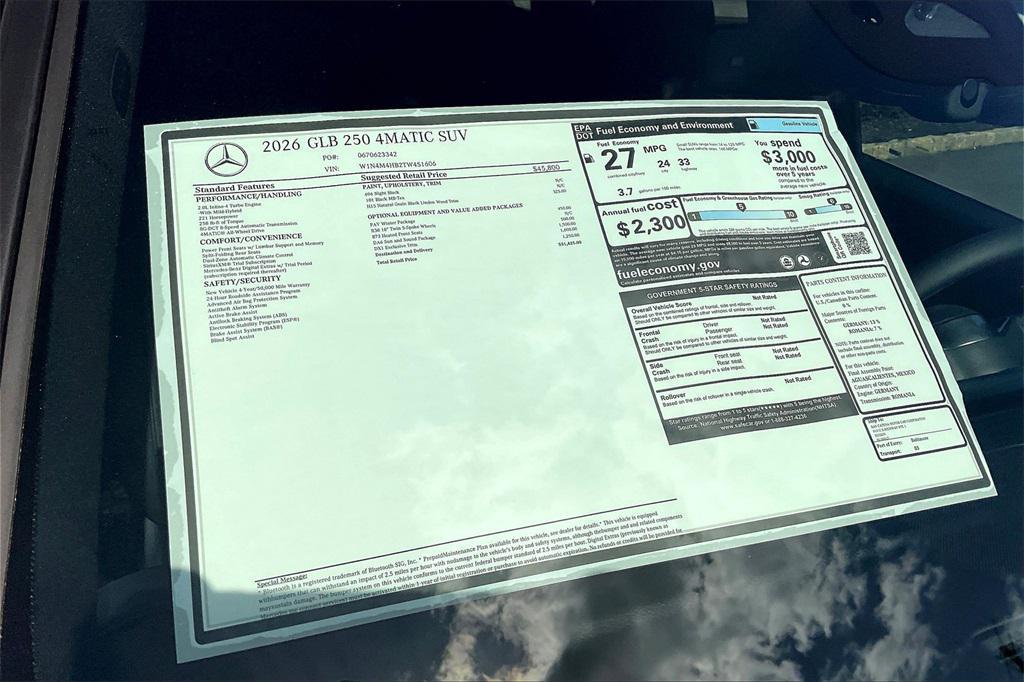 new 2026 Mercedes-Benz GLB 250 car, priced at $51,425