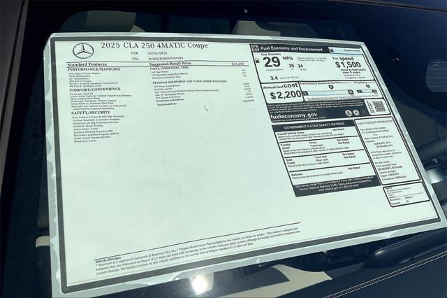 new 2025 Mercedes-Benz CLA 250 car, priced at $48,695