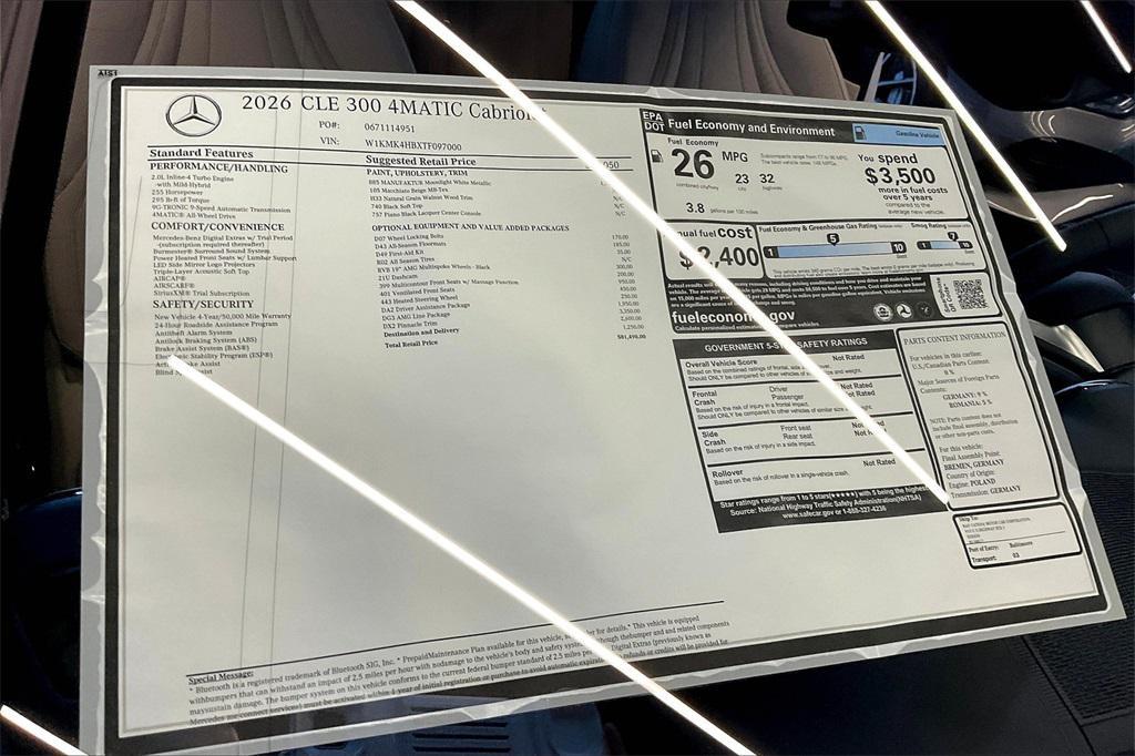 new 2026 Mercedes-Benz CLE 300 car, priced at $81,490