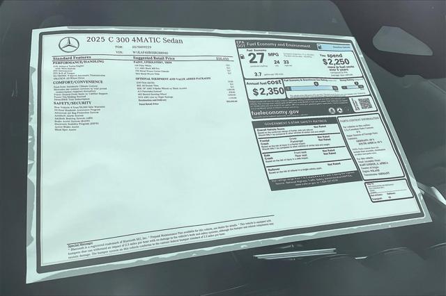 new 2025 Mercedes-Benz C-Class car, priced at $55,935
