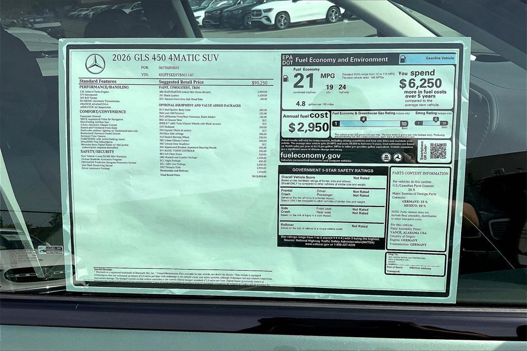 new 2026 Mercedes-Benz GLS 450 car, priced at $112,035