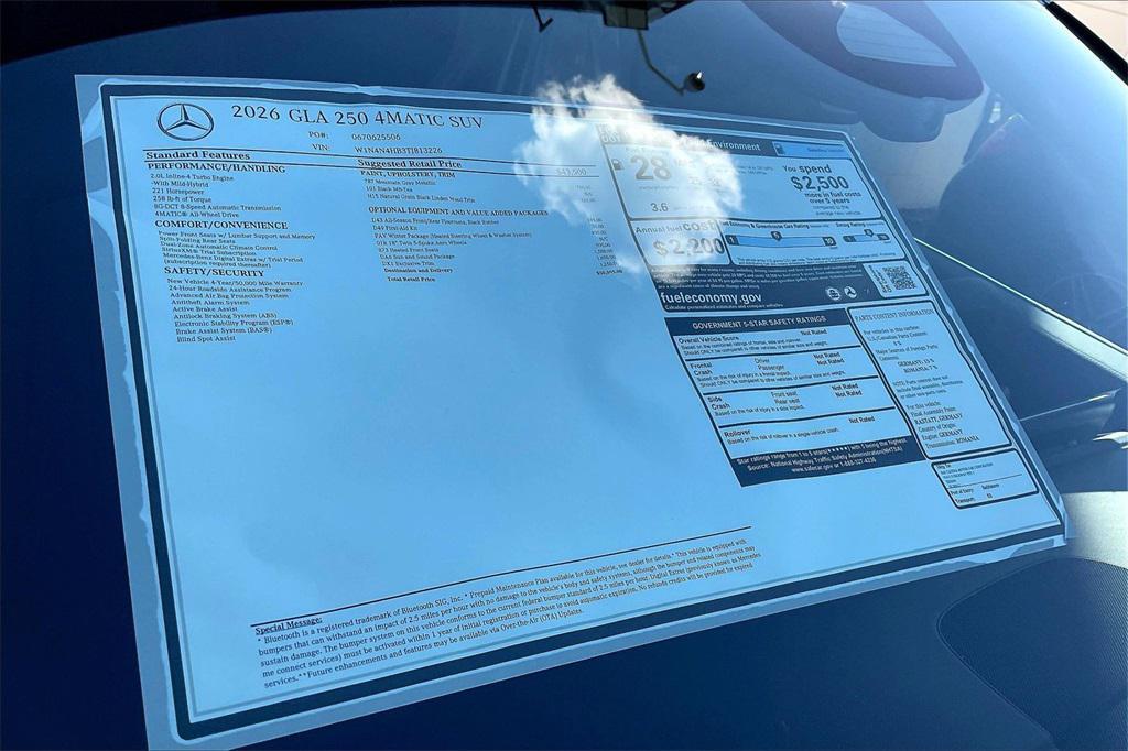 new 2026 Mercedes-Benz GLA 250 car, priced at $50,095