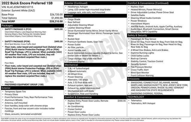 used 2022 Buick Encore car, priced at $18,750