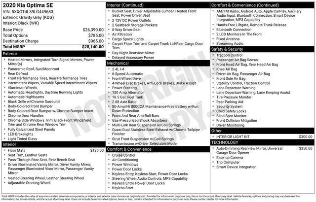 used 2020 Kia Optima car, priced at $15,420